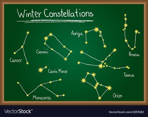 Winter constellations on chalkboard Royalty Free Vector