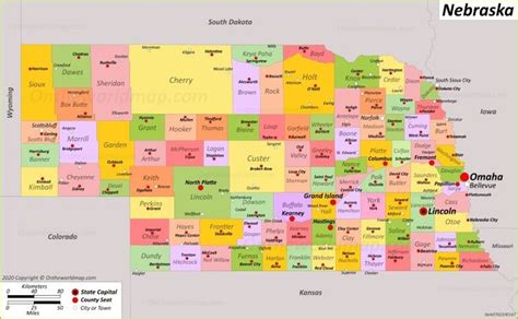 Nebraska State Map | USA | Maps of Nebraska (NE) | Nebraska city ...