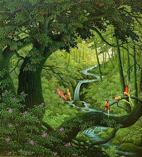 Green Forest Painting Realist Landscape Painting Deer Wall - Etsy ...