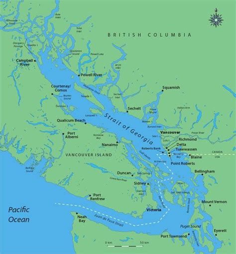 Map of the Strait of Georgia -- KnowBC - the leading source of BC ...