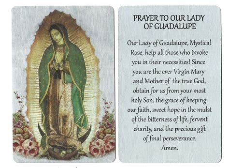 Prayer to Our Lady of Guadalupe card (Lot of 2) Laminated catholic ...