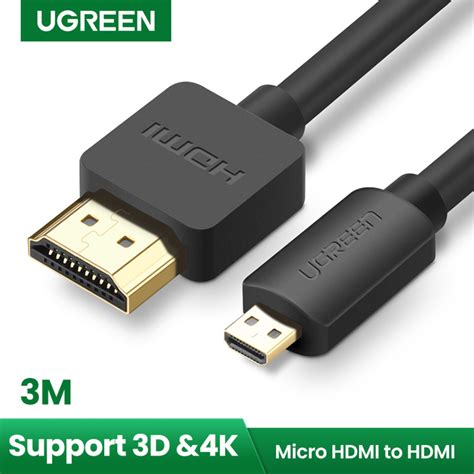 UGREEN 3 Meter Micro HDMI to HDMI 2.0 Cable for GoPro 2m 3m 3D 4K Male ...