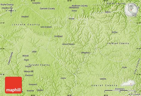 Physical Map of Rockcastle County