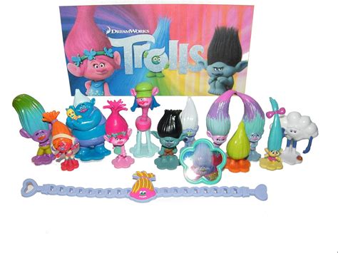 Trolls World Tour Movie Figure Set of 10 W/ Stickers Featuring Poppy ...