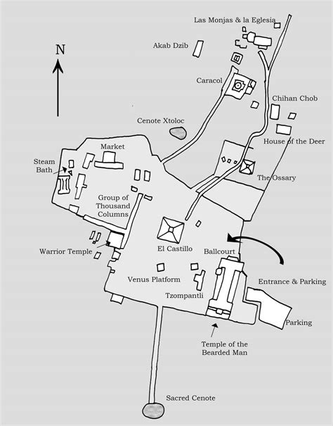 El Castillo Chichen Itza Map