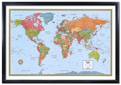 Rand McNally World Wall Map M-Series 32x50 Framed Edition | Framed ...