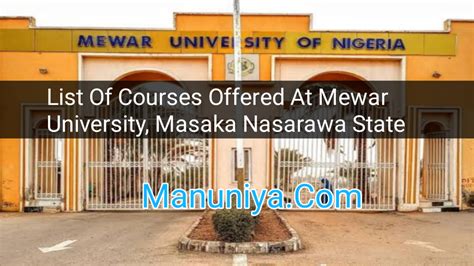 List Of Courses Offered At Mewar University, Masaka Nasarawa State ...