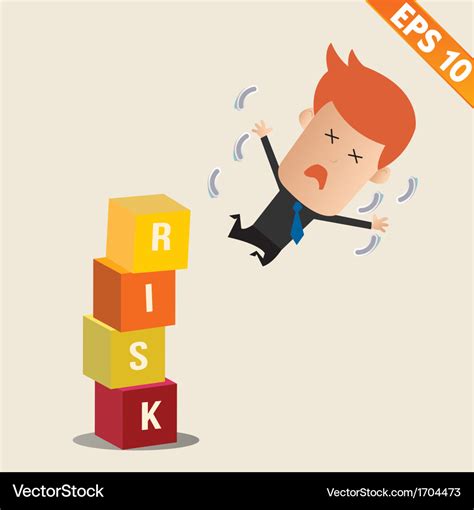 Cartoon businessman fall risk block Royalty Free Vector