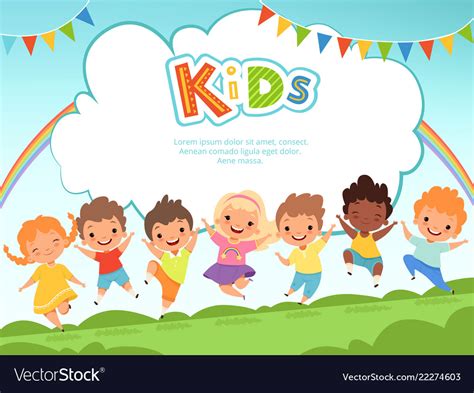 Children jumping background happy kids playing Vector Image