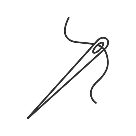 Sewing needle with thread linear icon. Thin line illustration ...