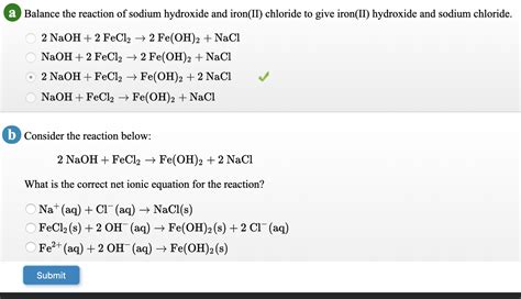 Solved a Balance the reaction of sodium hydroxide and | Chegg.com