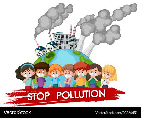 Poster design for stop pollution with children Vector Image