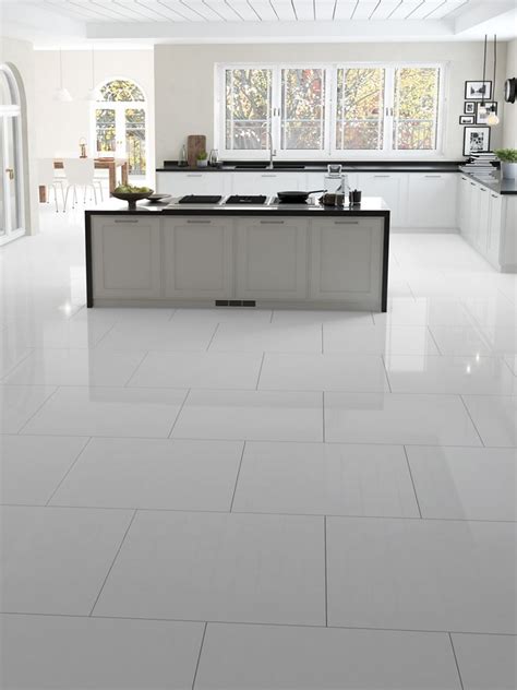 Everest White Gloss Tile - 600x600mm | White kitchen tiles, White tile ...