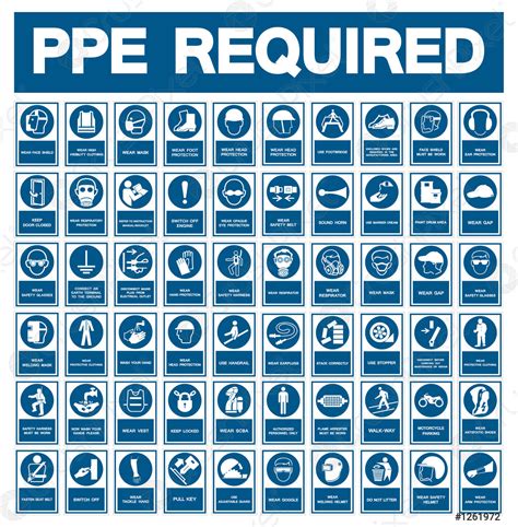 Required Personal Protective Equipment PPE Symbol,Safety Icon - stock ...