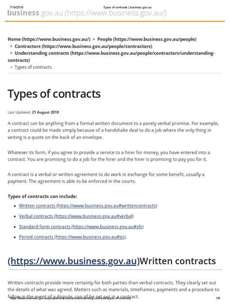 2 - Types of Contracts - Australian Government Document | PDF ...