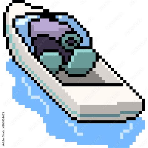 vector pixel art beach boat Stock Vector | Adobe Stock