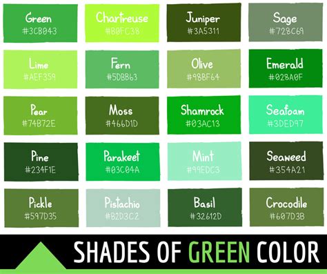 134 Shades of Green: Color Names, Hex, RGB, CMYK Codes | Color Meanings