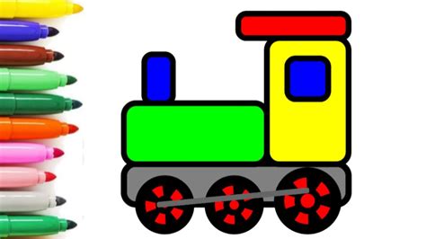 Colourful Toy Train 🚂 Easy Drawing, Colouring & Painting for Kids ...