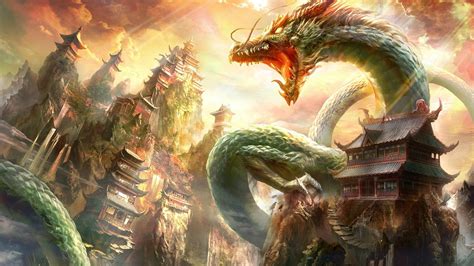 digital Art, Fantasy Art, Dragon, Nature, Chinese Architecture, House ...