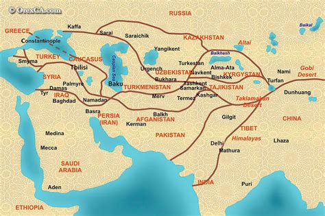 The Great Silk Road map :: Map of ancient Silk Road with modern cities ...