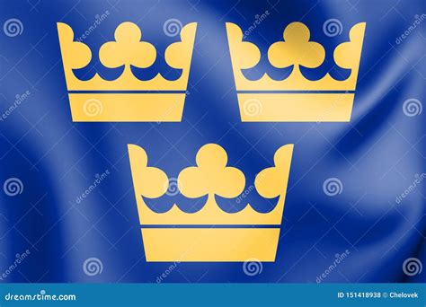 3D Sweden Coat of Arms. Three Crowns. National Emblem of Sweden Stock ...