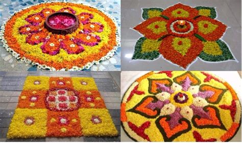 Rangoli Designs With Flowers And Leaves