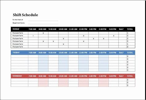 Monthly Shift Schedule Template Inspirational Employee Shift Schedule ...