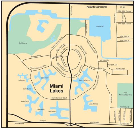 Miami lakes map - Map of Miami lakes (Florida - USA)