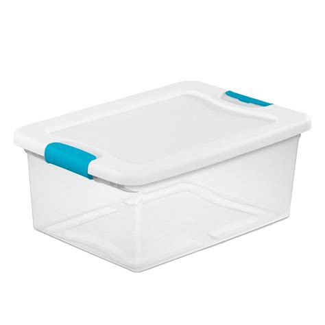 Sterilite Plastic 15 Qt Storage Box Container with Latching Lid, Clear ...