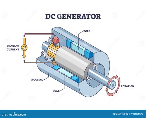 DC, Direct Current Electricity Generator Mechanical Principle Outline ...