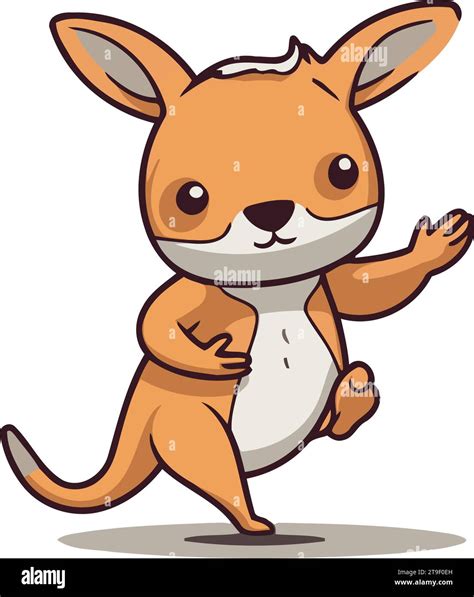 Kangaroo cartoon character. Vector illustration isolated on white ...