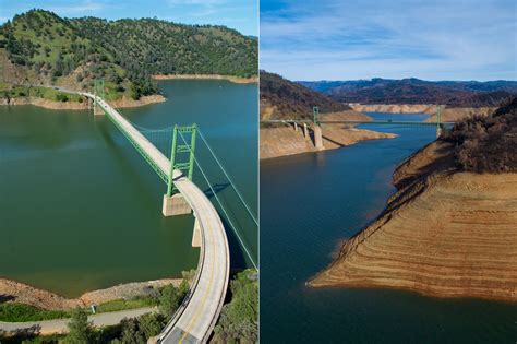 Before-and-after photos of California reservoirs show looming drought