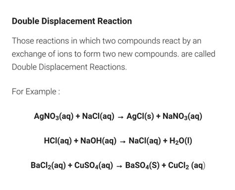 What is double displacement reaction? | EduRev Class 10 Question