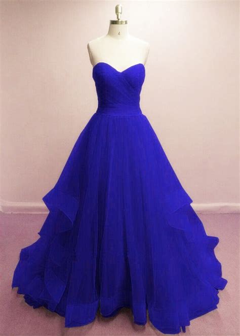 Pretty Royal Blue Prom Gowns, Blue Evening Dresses, Tulle Formal Gowns ...