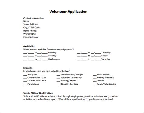 Volunteer Form Template For Your Needs