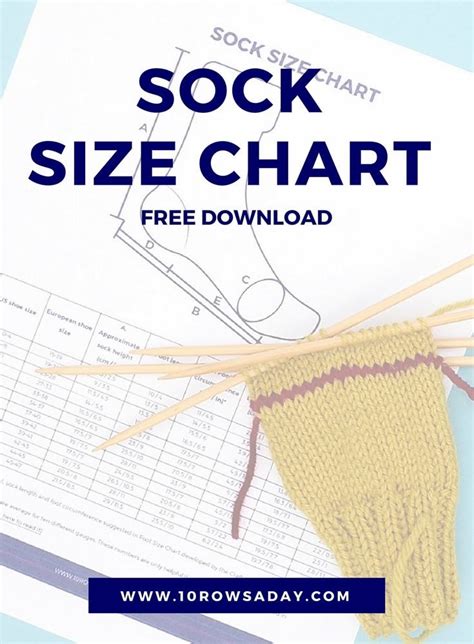 Sock Size Chart | 10 rows a day Loom Knitting Patterns, Knitting ...