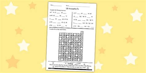 Counting in 7 Worksheet