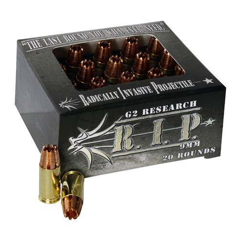 G2 Research RIP 9mm Ammo 92 Grain Lead Free Solid Copper HP 20 Rounds ...