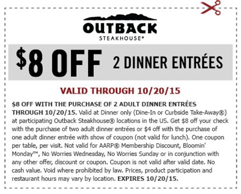 Outback Steakhouse Coupons and Special Offers