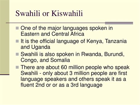 PPT - Swahili Language and Cultures PowerPoint Presentation, free ...