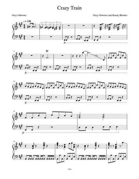 Crazy Train Piano Arrangement Sheet music for Piano (Solo) | Musescore.com