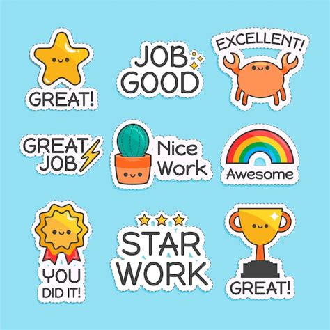 Free Vector | Organic flat design great job stickers set