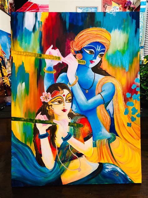 Modern Art Paintings Of Radha Krishna