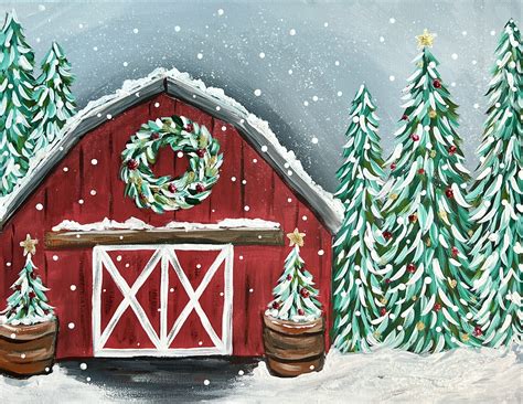 Christmas Barn Painting Party | Pottery Factory – Mount Kisco