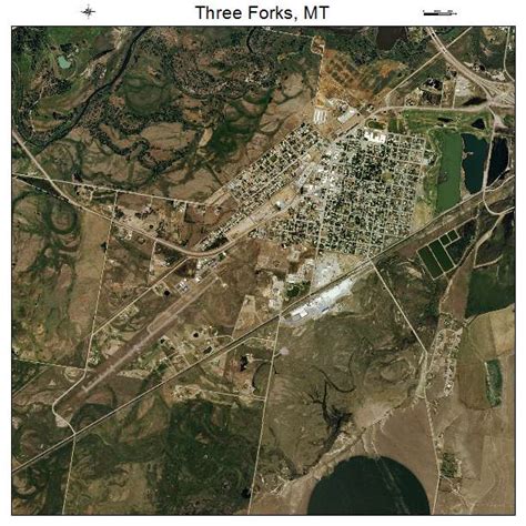 Aerial Photography Map of Three Forks, MT Montana