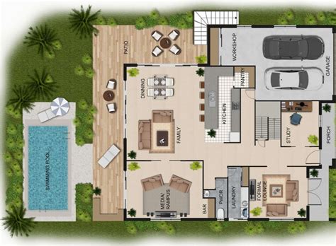 planos-de-casas-con-piscina-y-jardin | Planos de casas