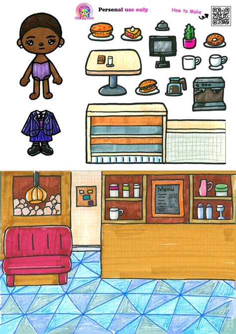 Toca Boca Wednesday Tyler Coffee Shop Printables/ Bianca paper doll ...