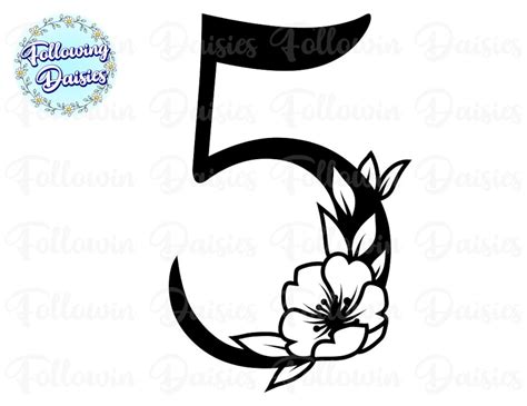 NUMBER 5 in SVG Floral Number Number 0 Number 50 - Etsy