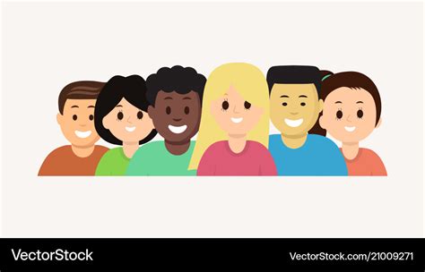 Group of cartoon face young people set Royalty Free Vector