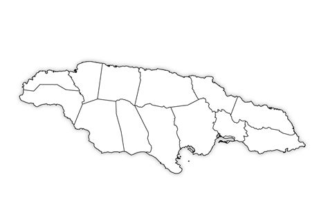 Jamaica Outline Map, Jamaica Blank Map